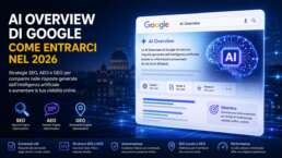 AI Overview di Google con intelligenza artificiale e risultati di ricerca SEO nel 2026